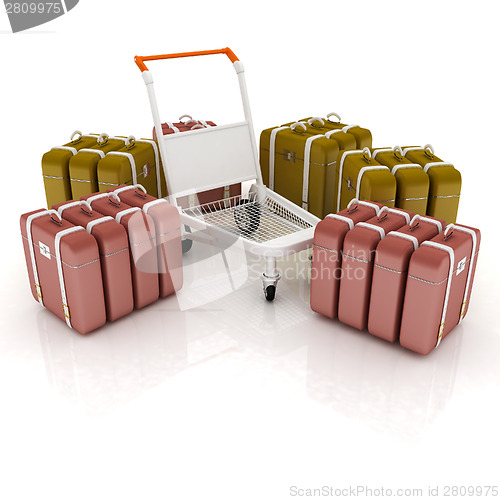 Image of Trolley for luggage at the airport and luggage
