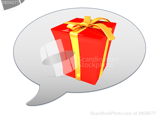 Image of messenger window icon and gift