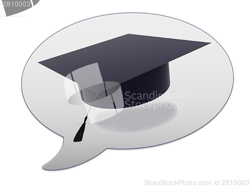 Image of messenger window icon and Graduation hat 