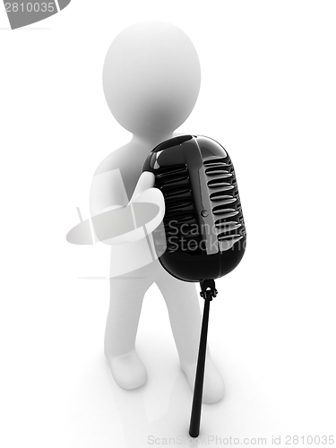 Image of 3D man with a microphone on a white background 