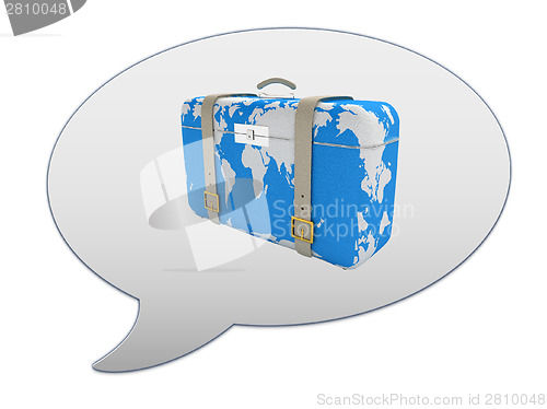 Image of messenger window icon. Suitcase for travel 