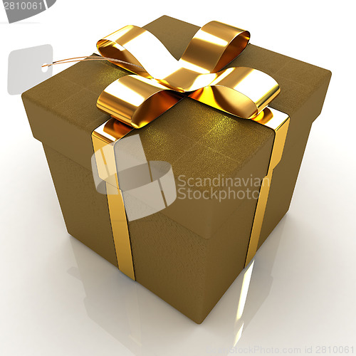 Image of Leather gift-box with gold ribbon