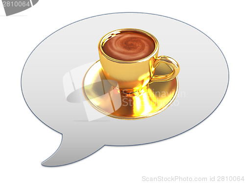 Image of messenger window icon. Coffee cup on saucer