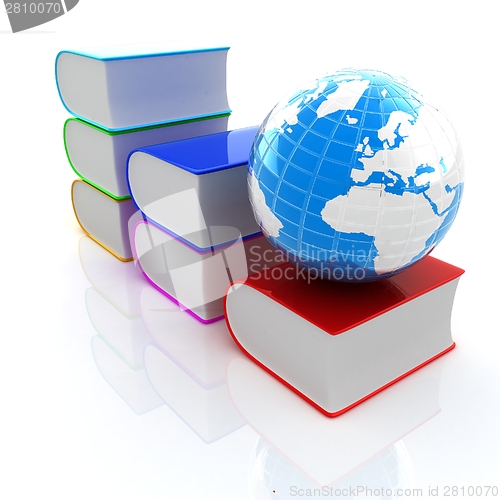 Image of Glossy Books Icon isolated on a white background and earth
