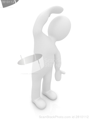 Image of 3d man isolated on white. Series: morning exercises - flexibilit