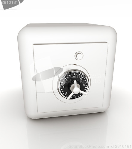 Image of illustration of security concept with metal safe