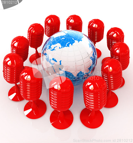 Image of Global online with earth and mics