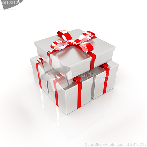 Image of Gifts with ribbon on a white background