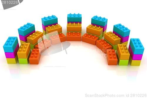 Image of Building blocks efficiency concept on white 