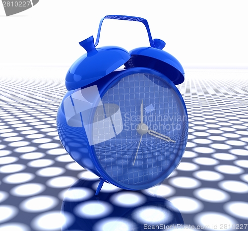 Image of 3d illustration of glossy alarm clock. Time concept