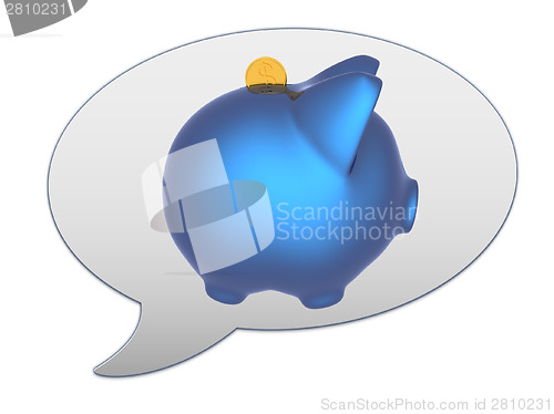 Image of messenger window icon and Blue metal piggy bank