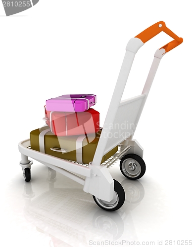 Image of Trolley for luggage at the airport and luggage