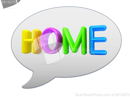 Image of messenger window icon. ?olorful text "home" 