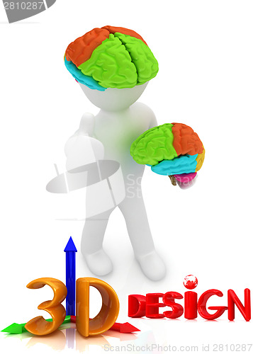 Image of 3d people - man with a brain
