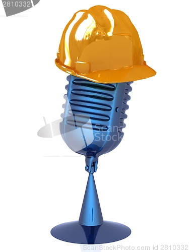 Image of New 3d concept of technology education with microphone and hard 