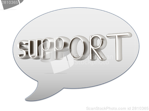 Image of messenger window icon. "Support" 3d metal text 