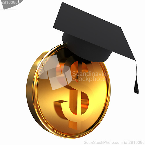 Image of Graduation hat on gold dollar coin