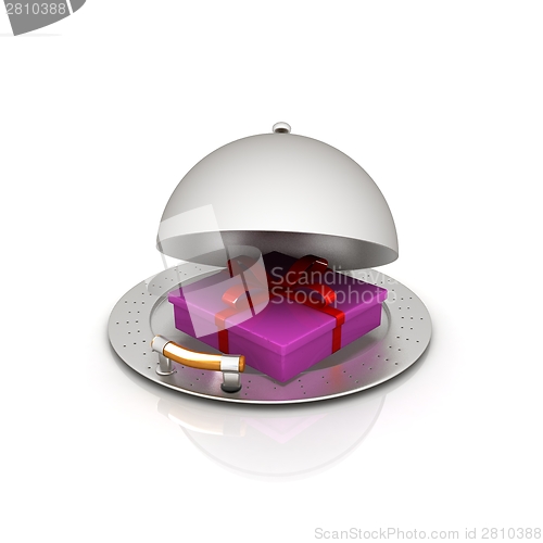 Image of Illustration of a luxury gift on restaurant cloche