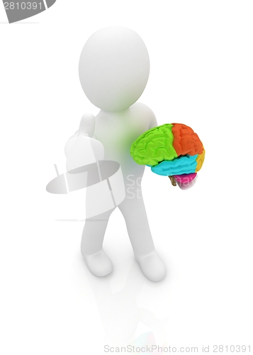 Image of 3d people - man with a brain