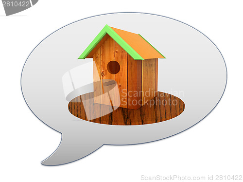 Image of messenger window icon and Nest box birdhouse 