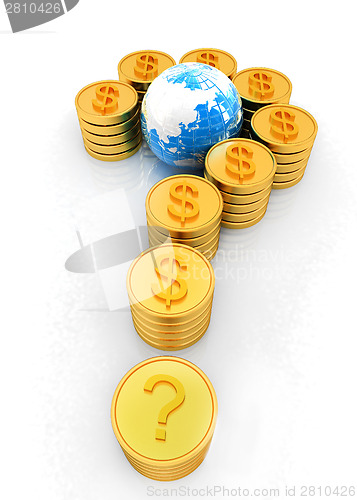 Image of Question mark in the form of gold coins with dollar sign 