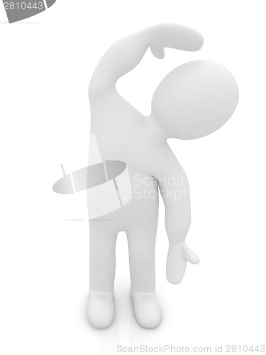 Image of 3d man isolated on white. Series: morning exercises - flexibilit