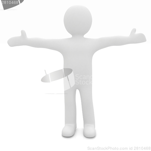 Image of 3D man happy man with wide open hands 