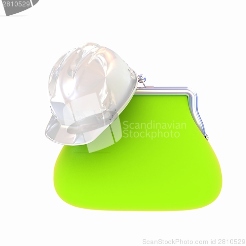 Image of hard hat on purse