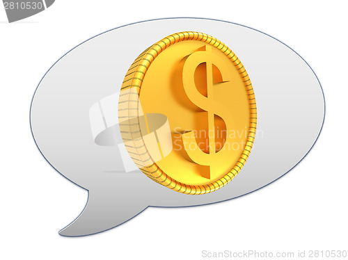 Image of messenger window icon and gold dollar coin