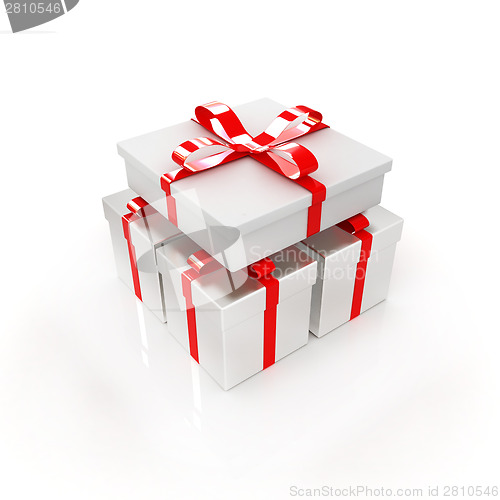 Image of Gifts with ribbon on a white background