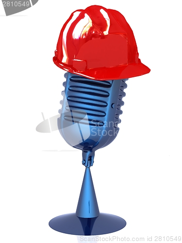 Image of New 3d concept of technology education with microphone and hard 