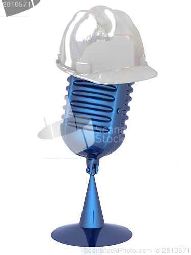 Image of New 3d concept of technology education with microphone and hard 
