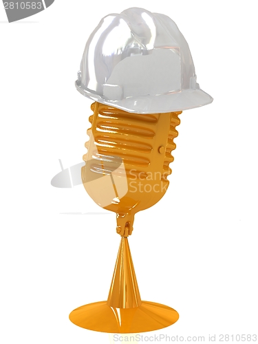 Image of New 3d concept of technology education with microphone and hard 