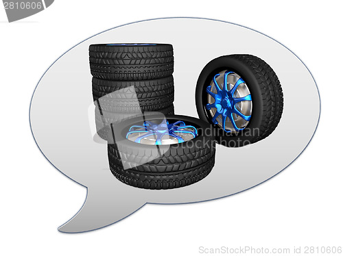 Image of messenger window icon and car wheels