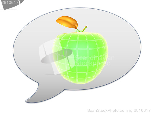 Image of messenger window icon and abstract apple 