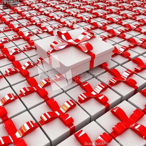 Image of Gifts with ribbon on a white background