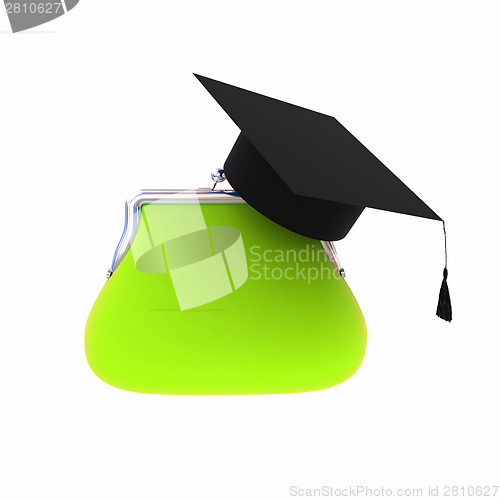 Image of money bags education hat sign illustration design over white 