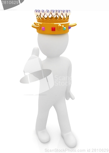 Image of 3d people - man, person with a golden crown. King 