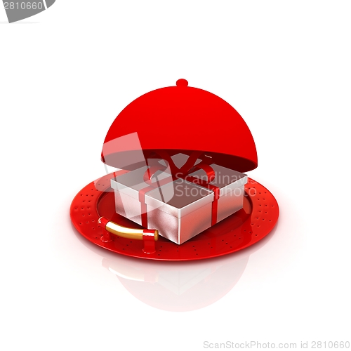 Image of Illustration of a luxury gift on restaurant cloche