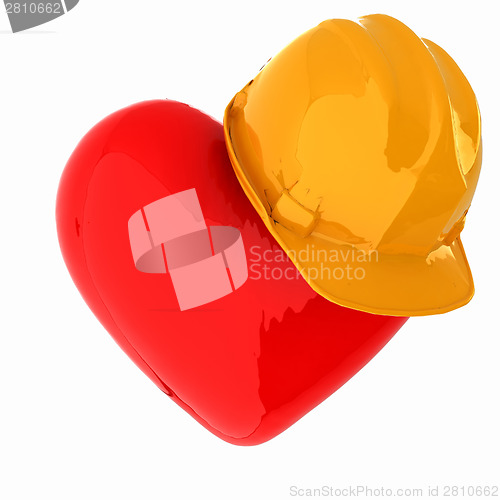 Image of hard hat on heart