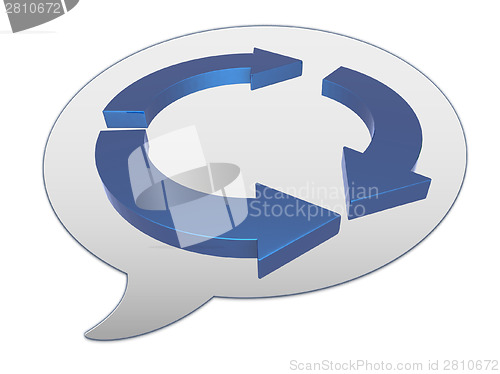 Image of messenger window icon and Blue arrows