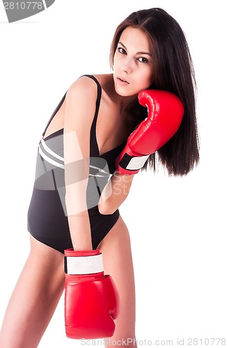 Image of Beautiful female boxer