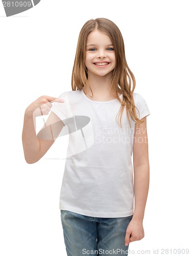 Image of smiling little girl in blank white t-shirt
