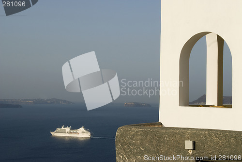 Image of house over sea greek island