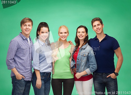Image of group of standing smiling students