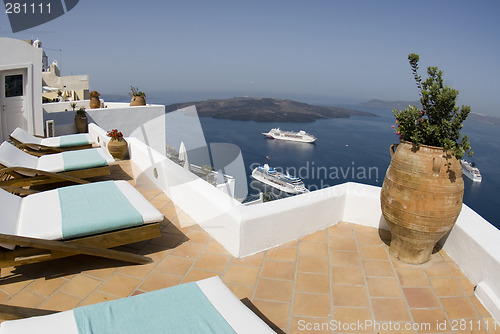 Image of villa view of greek island harbor