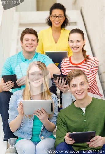 Image of smiling students with tablet pc computer