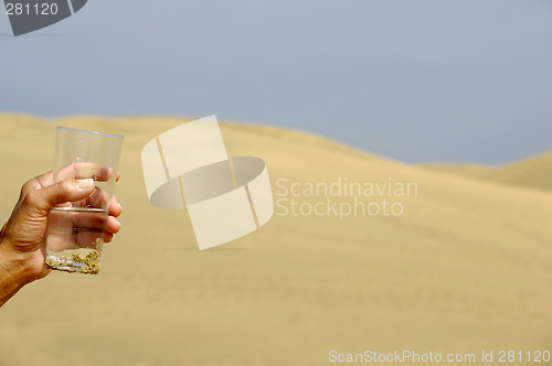 Image of Hand and fresh water in desert