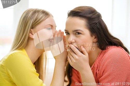 Image of one girl telling another secret