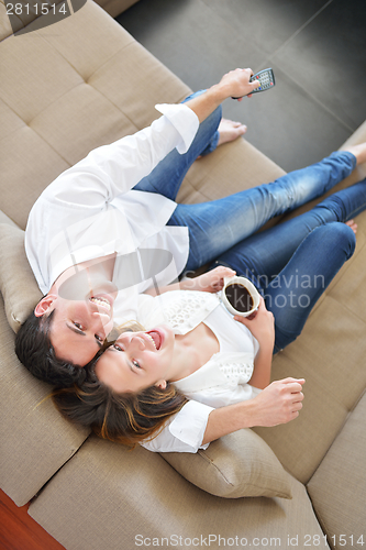 Image of young couple relax at home